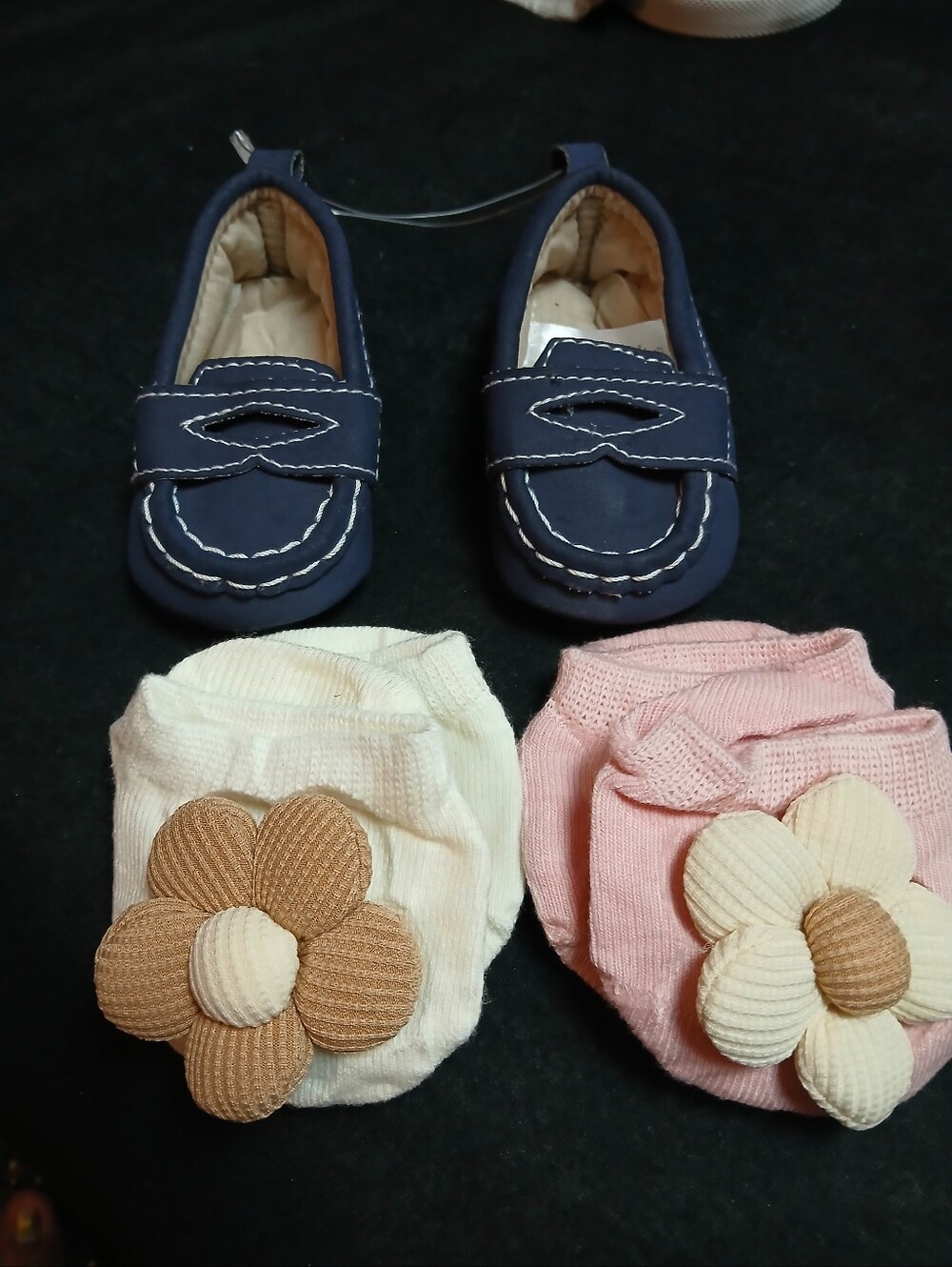 Carter's Navy Loafers with Pink & Cream Floral Booties